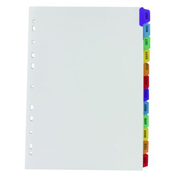 Multi-Colour Tabbed Index Dividers - Jan-Dec