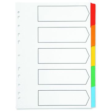 Multi-Colour Tabbed Index Dividers - 5 Part