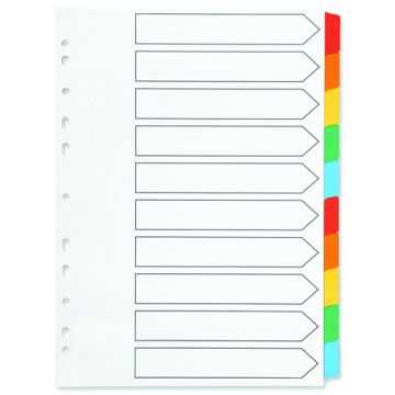 Multi-Colour Tabbed Index Dividers - 10 Part