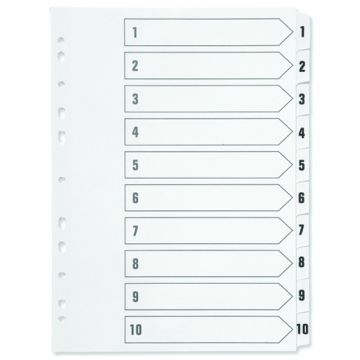 Clear Tabbed Index Dividers - 1-10