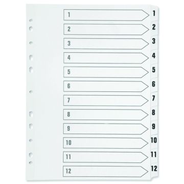 Clear Tabbed Index Dividers - 1-12