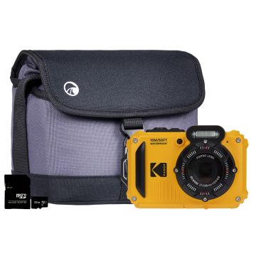 Yellow Kodak PIXPRO WPZ2 with Bag and 32GB MicroSD Card