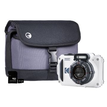 White Kodak PIXPRO WPZ2 with Bag and 32GB MicroSD Card