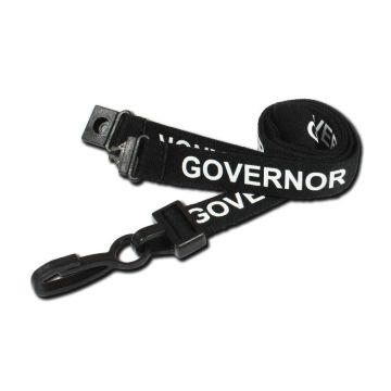Pre Printed Breakaway Lanyard 15mm - Governor - Black - Pack of 10