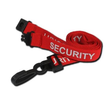 Pre Printed Breakaway Lanyard 15mm - Security - Red - Pack of 10