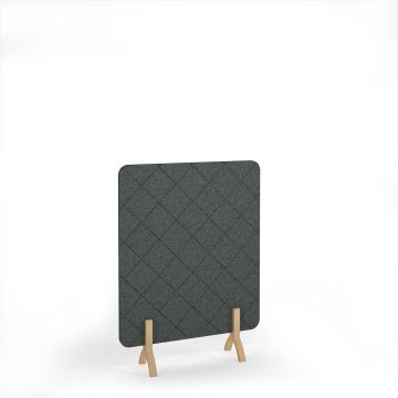Lattice Acoustic Floor Standing Screen Wooden Legs Dk Grey
