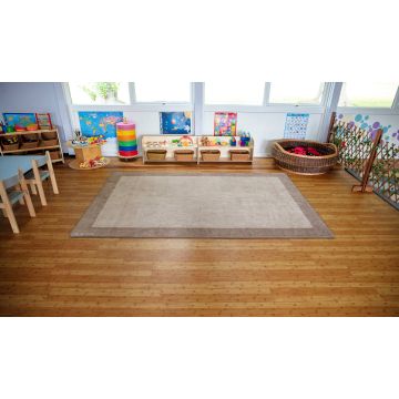 Classic Rectangular Border Carpet - Beige