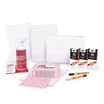 Assorted Whiteboards with Pens and Cleaning Cloths - Pk 30
