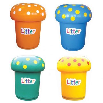 Mushroom Bin with Litter Letters & Spots - Pack of 4
