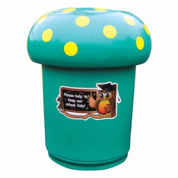 Mushroom Bin with Owl Graphics & Spots (Each)