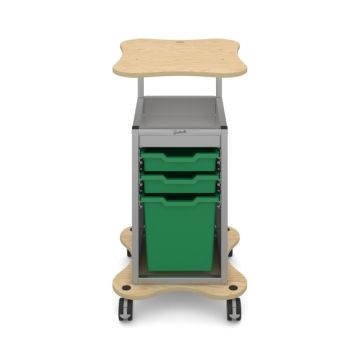 Silver Trolley with 2 Shallow & 1 Jumbo Trays - Green