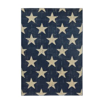 Star Drop Stitch Rug - Navy