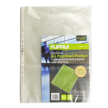 Plastic Punched Pockets A3 Portrait - Pack of 10