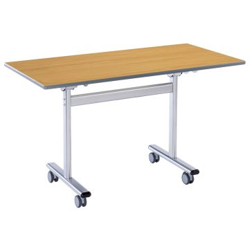 Flip Top Rectangular Table 1200x600mm - Beech - Charcoal