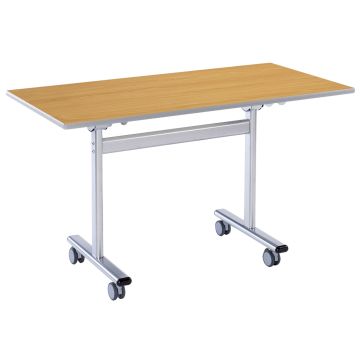 Flip Top Rectangular Table 1200x600mm - Beech - Light Grey