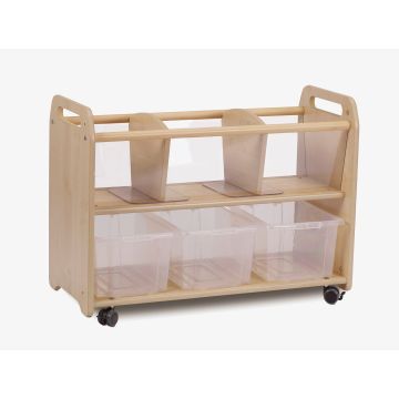 Mobile Clear View Storage Unit with 3 Clear Tubs