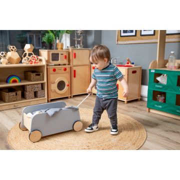 Grey Wooden Pull Along Wagon