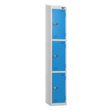 Lockers - Full Height Sloping Top- Depth 30cm- Blue- 3 Door
