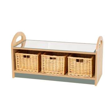 Low Storage Unit with Mirror Top