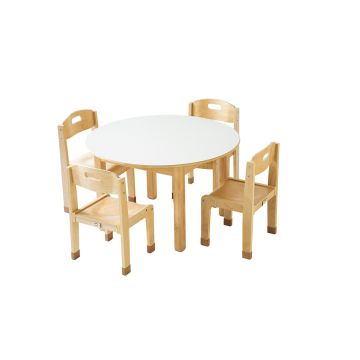 Round Table (Dia90cm, H46cm) and Stackable Chairs 4Pk (H26cm)