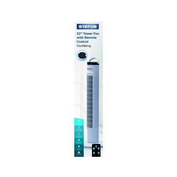 Status Oscillating White Tower Fan 32in