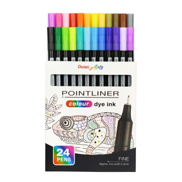 Pentel Pointliner Fineliner - Assorted - Pack of 24