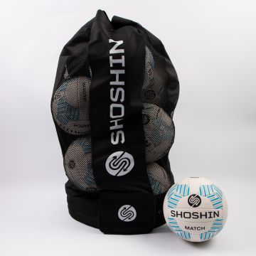 SHOSHIN Match Netball - White/Blue - Size 5 - Pk 8 with Bag