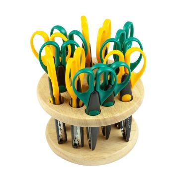 Wood Carousel Holding 12 Crazy Cut Scissors