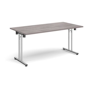 Folding Meeting Table 1600x800mm - Grey Oak - Silver Frame