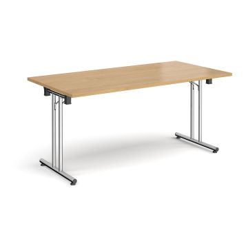 Folding Meeting Table 1600x800mm - Oak - Silver Frame