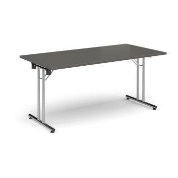 Folding Meeting Table 1600x800mm - Charcoal - Silver Frame