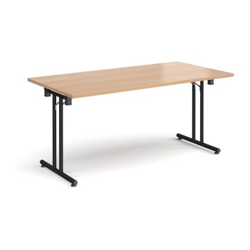 Folding Meeting Table 1600x800mm - Beech - Black Frame