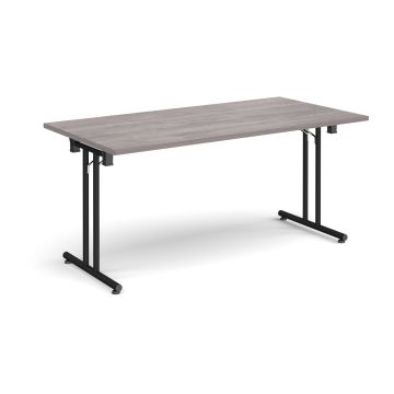 Folding Meeting Table 1600x800mm - Grey Oak - Black Frame