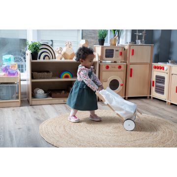 Wooden Shopping Trolley with Cotton Bag
