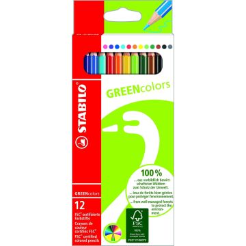 Stabilo Greencolors Cardboard Assorted Colours - Pack of 12