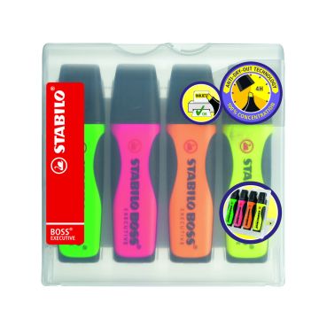 Stabilo Boss Executive Highlighters Assorted - Pack of 4