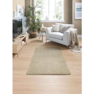 Plain Stain Resistant Washable Rug -100 x 150cm - Stone