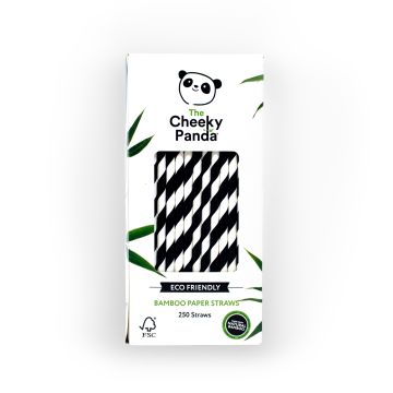 The Cheeky Panda Bamboo Straws - Black Stripe - Pack of 250