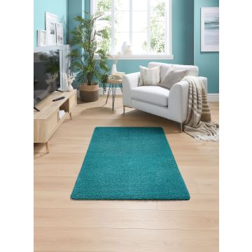 PlainStain Resistant Washable Rug -100 x 150cm - Teal