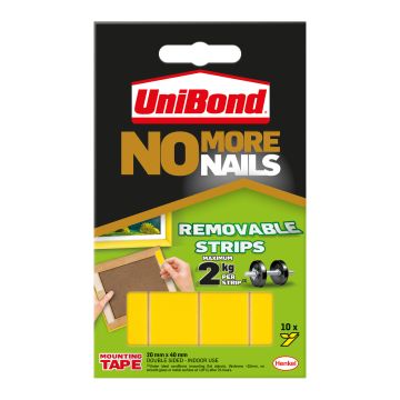 UniBond No More Nails Strips - Removeable - Pack of 10 Strips