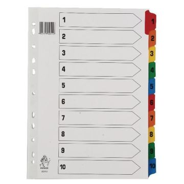Multi-Colour Tabbed Index Dividers - 1-10
