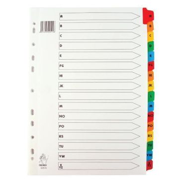 Multi-Colour Tabbed Index Dividers - A-Z