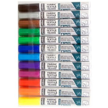 Pebeo 7A Lt Fabric Marker - 1mm Brush Nib Pk of 12 Classic